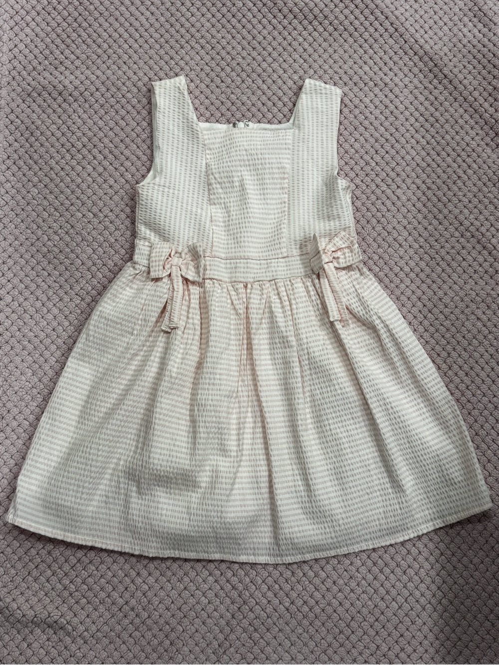 5, btween Pink Textured Bow Detail Sleeveless Dress
